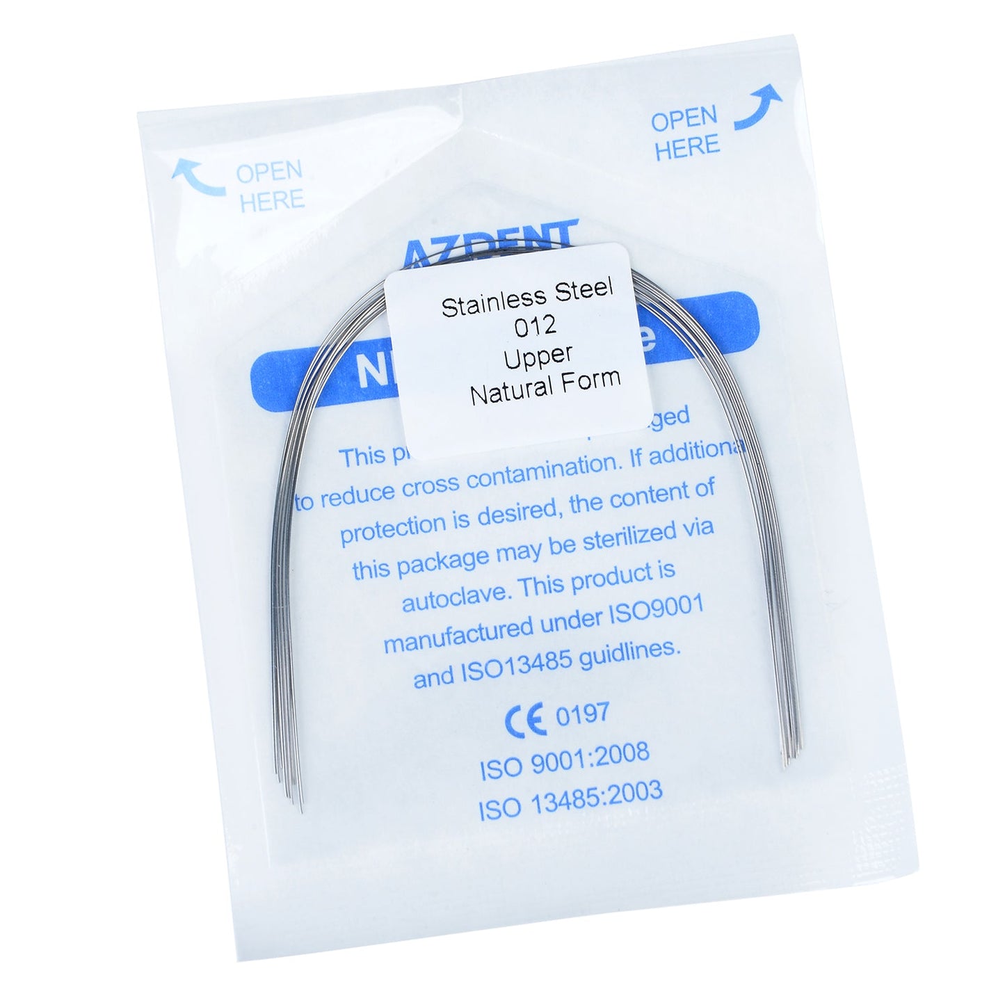 AZDENT Dental Orthodontic Archwire Stainless Steel Round Natural 12 Upper 10pcs/Pack-azdentall.com