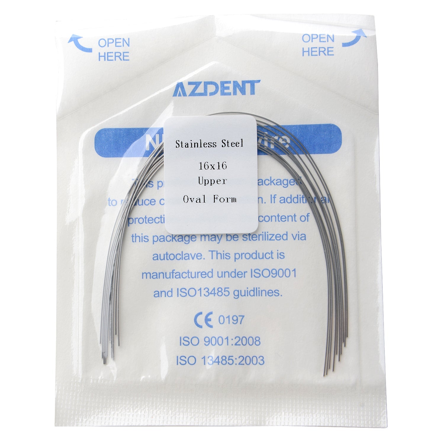 AZDENT Dental Orthodontic AZDENT Archwire Stainless Steel Rectangular Oval 18x16 Upper 10pcs/Pack-azdentall.com