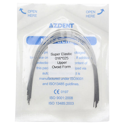 AZDENT Dental Orthodontic Archwires Niti Super Elastic Ovoid Rectangular 0.016x0.025 Upper 10pcs/Pack - azdentall.com