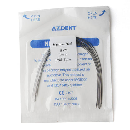 AZDENT Dental Orthodontic AZDENT Archwire Stainless Steel Rectangular Oval 18x25 Lower 10pcs/Pack-azdentall.com