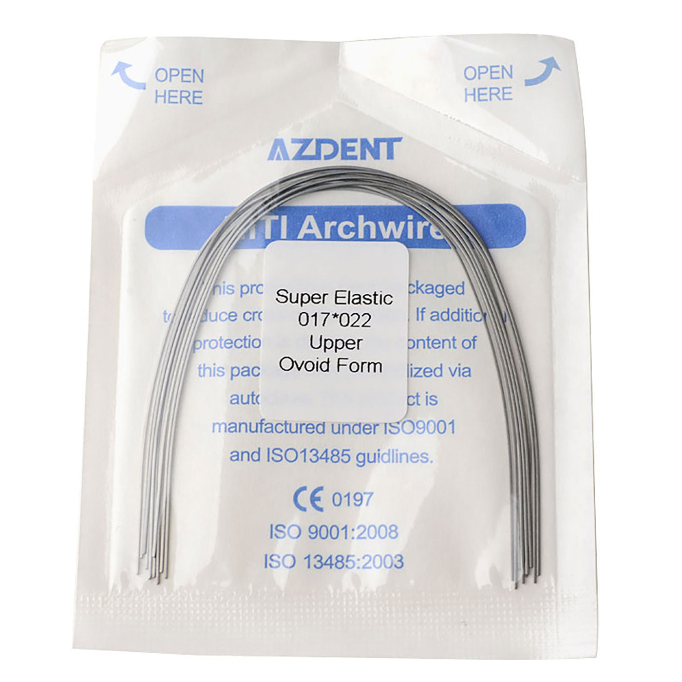 AZDENT Dental Orthodontic Archwires Niti Super Elastic Ovoid Rectangular 0.017x0.022 Upper 10pcs/Pack - azdentall.com