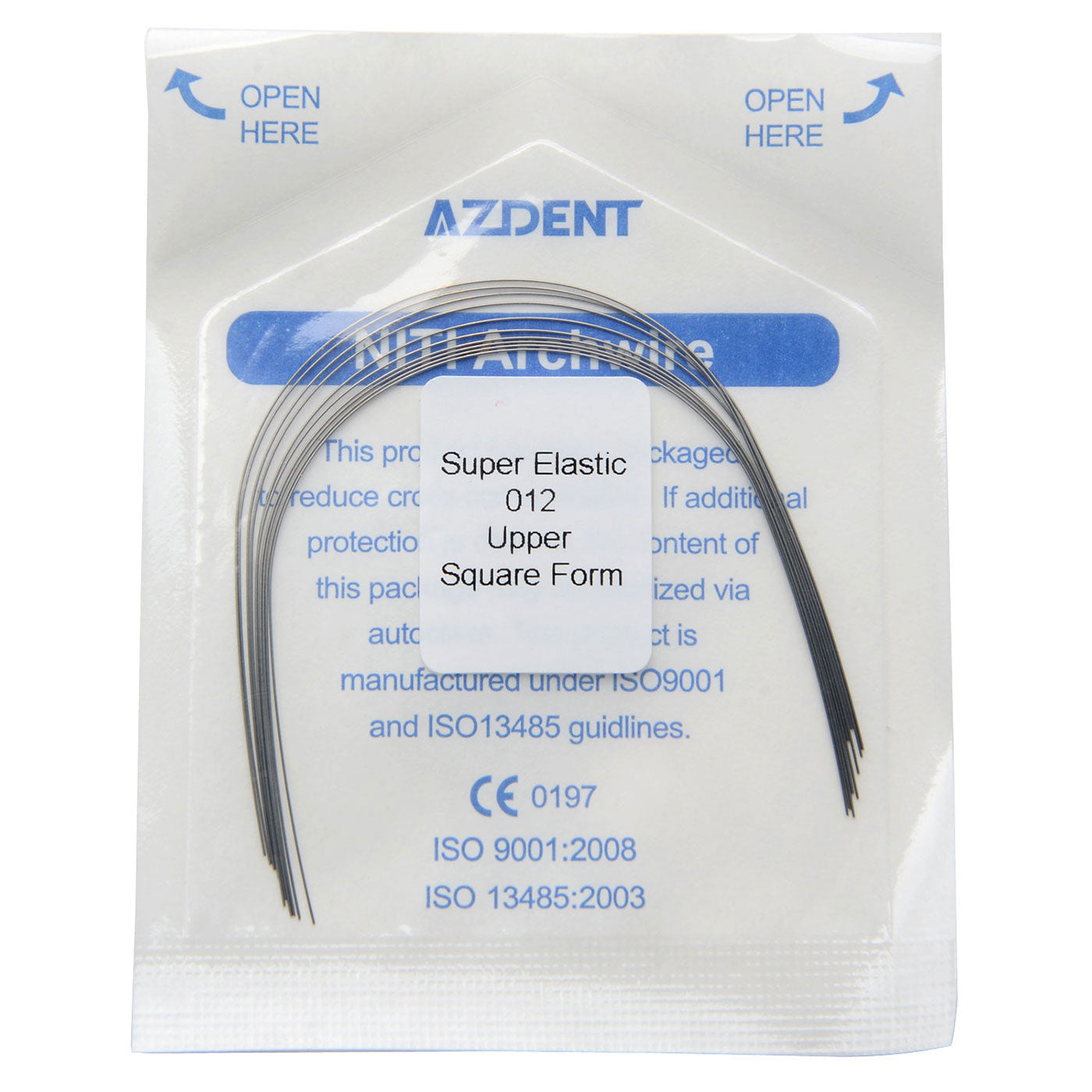 AZDENT Dental Orthodontic Archwires NiTi Super Elastic Square Round 0.012 Upper 10pcs/Pack - azdentall.com