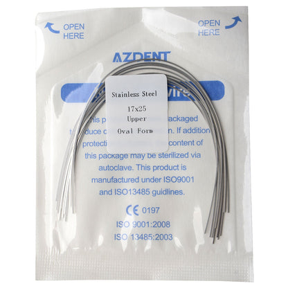 AZDENT Dental Orthodontic AZDENT Archwire Stainless Steel Rectangular Oval  17x25 Upper 10pcs/Pack-azdentall.com