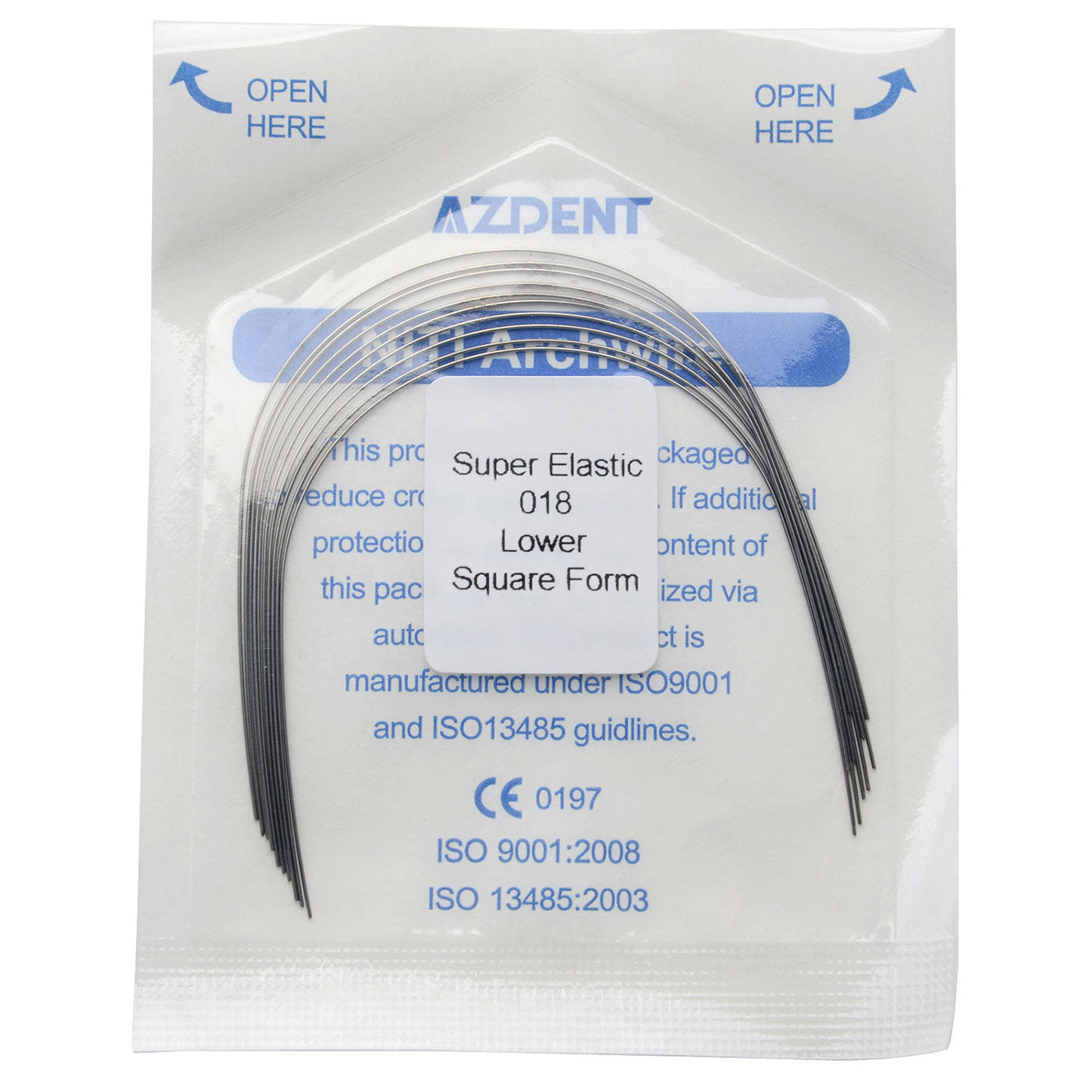 AZDENT Dental Orthodontic Archwires NiTi Super Elastic Square Round 0.018 Lower 10pcs/Pack - azdentall.com