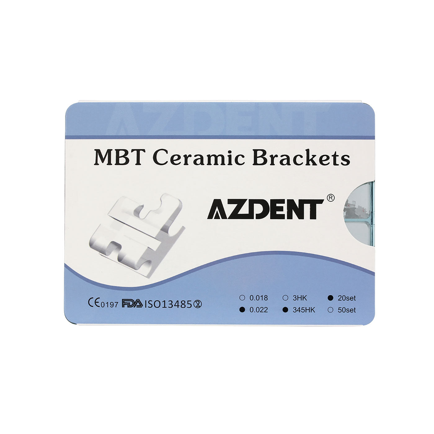 AZDENT Dental Orthodontic Ceramic Brackets MBT .022 345Hooks 400pcs/Box - azdentall.com