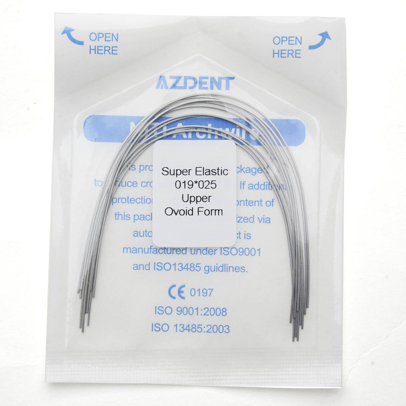 AZDENT Dental Orthodontic Archwires Niti Super Elastic Ovoid Rectangular 0.019x0.025 Upper 10pcs/Pack - azdentall.com