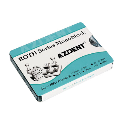 1000pcs AZDENT Dental Metal Brackets Monoblock Roth .022 345Hooks 50 Sets/Box - azdentall.com