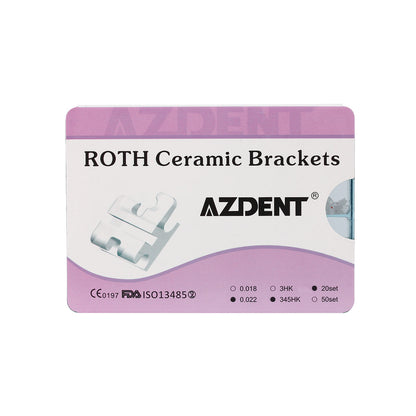 AZDENT Dental Orthodontic Ceramic Brackets Roth .022 345Hooks 400pcs/Box - azdentall.com