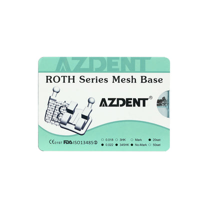 AZDENT Dental Mesh Base Metal Brackets Mini Roth .022 Hooks on 345 400pcs/Box - azdentall.com