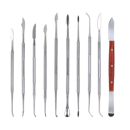 Dental Spatula Plaster Knife Practical Stainless Steel Versatile Teeth Wax Carving Tool Set 10pcs/Kit-azdentall.com