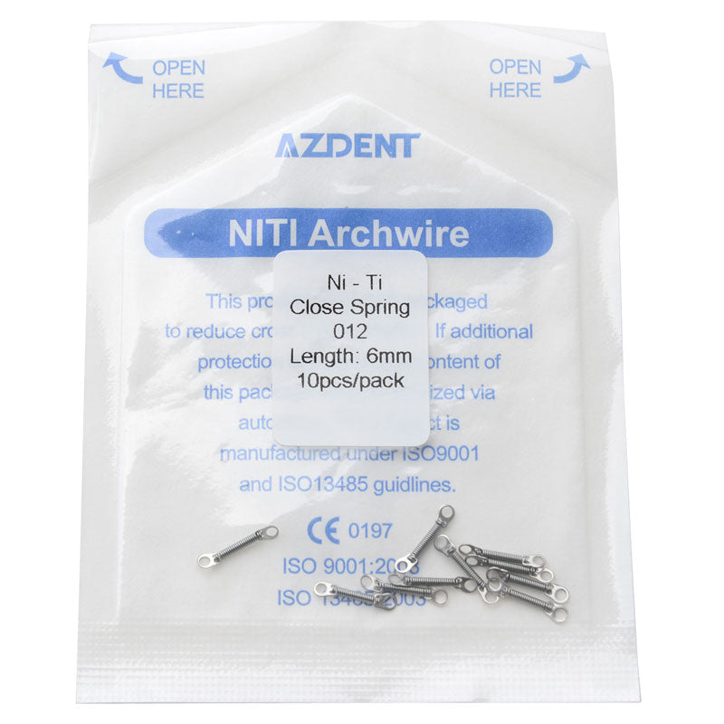 AZDENT Dental Orthodontic Accessory Closed Coil Spring 0.012 6mm 10pcs/Bag - azdentall.com