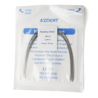 AZDENT Dental Orthodontic AZDENT Archwire Stainless Steel Rectangular Oval 18x22 Lower 10pcs/Pack-azdentall.com