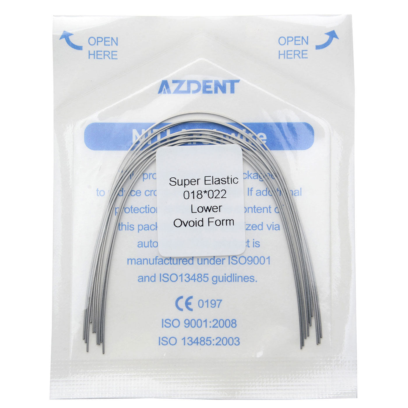 AZDENT Dental Orthodontic Archwires Niti Super Elastic Ovoid Rectangular 0.018x0.022 Lower 10pcs/Pack - azdentall.com