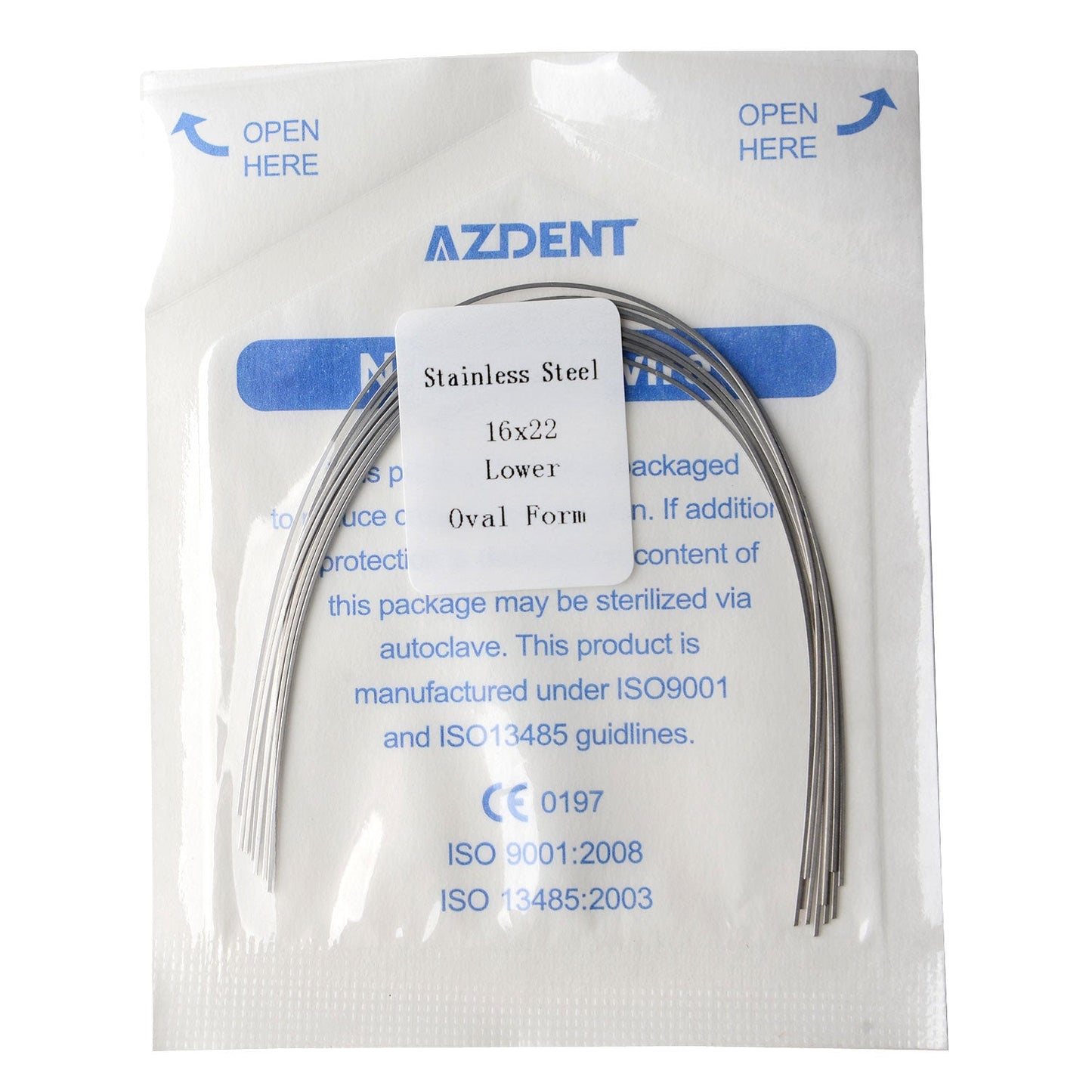 AZDENT Dental Orthodontic AZDENT Archwire Stainless Steel Rectangular Oval 16x22 Lower 10pcs/Pack-azdentall.com