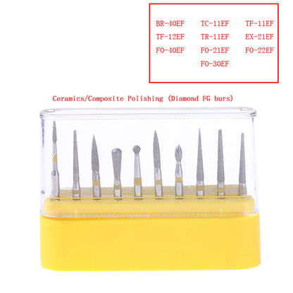 AZDENT Dental Diamond Bur FG-105 Ceramics/Composite Polishing Kit 10pcs/Kit-azdentall.com