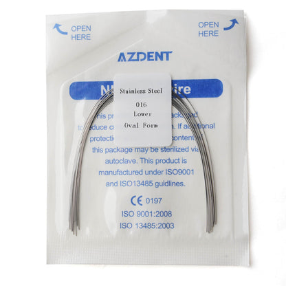 AZDENT Dental Orthodontic Archwire Stainless Steel Round Oval 16 lOWRE 10 pcs/Pack-azdentall.com