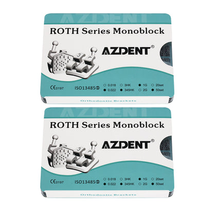 2Boxes AZDENT Dental Metal Brackets Monoblock Roth .022 345Hooks 1000pcs/50sets/Box - azdentall.com