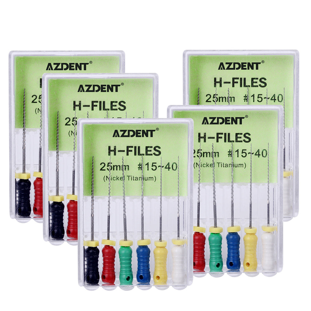 AZDENT Dental NiTi H-Files Hand Use 25mm Assorted #15-40 6pcs/Pack-azdentall.com