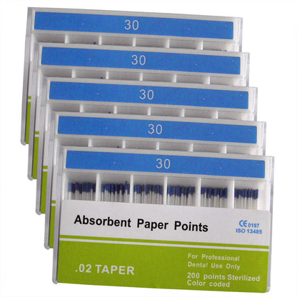 Absorbent Paper Points #15-80 Taper Size 0.02 Color Coded 8 Models 200/Box-azdentall.com