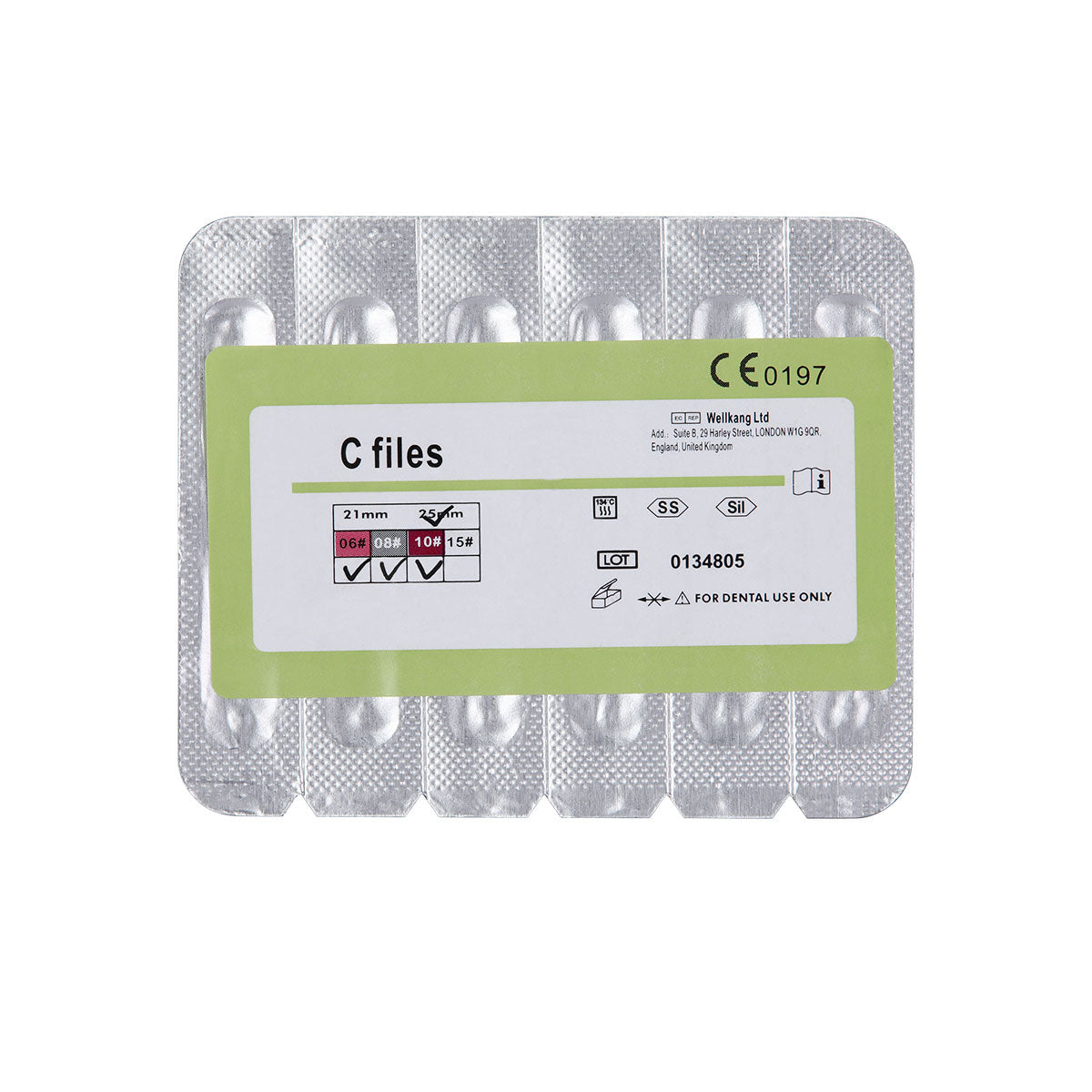 Dental C Files Hand Use Stainless Steel 25mm Assorted #6-10 6pcs/Pack-azdentall.com