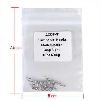 AZDENT Crimpable Hooks Long Right Tube Multi-function 10pcs/Bag - azdentall.com