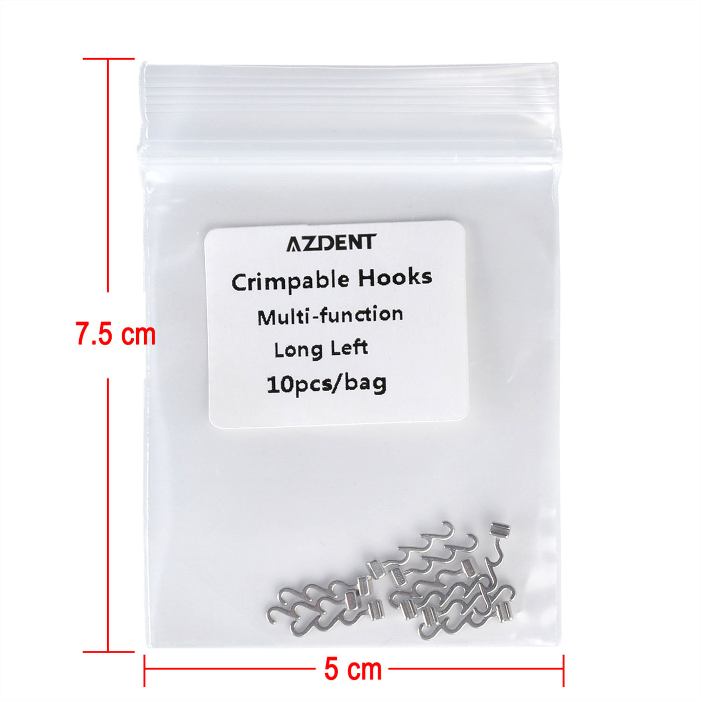 AZDENT Crimpable Hooks Long Left Tube Multi-function 10pcs/Bag - azdentall.com