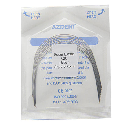 AZDENT Dental Orthodontic Archwires NiTi Super Elastic Square Round 0.020 Upper 10pcs/Pack - azdentall.com