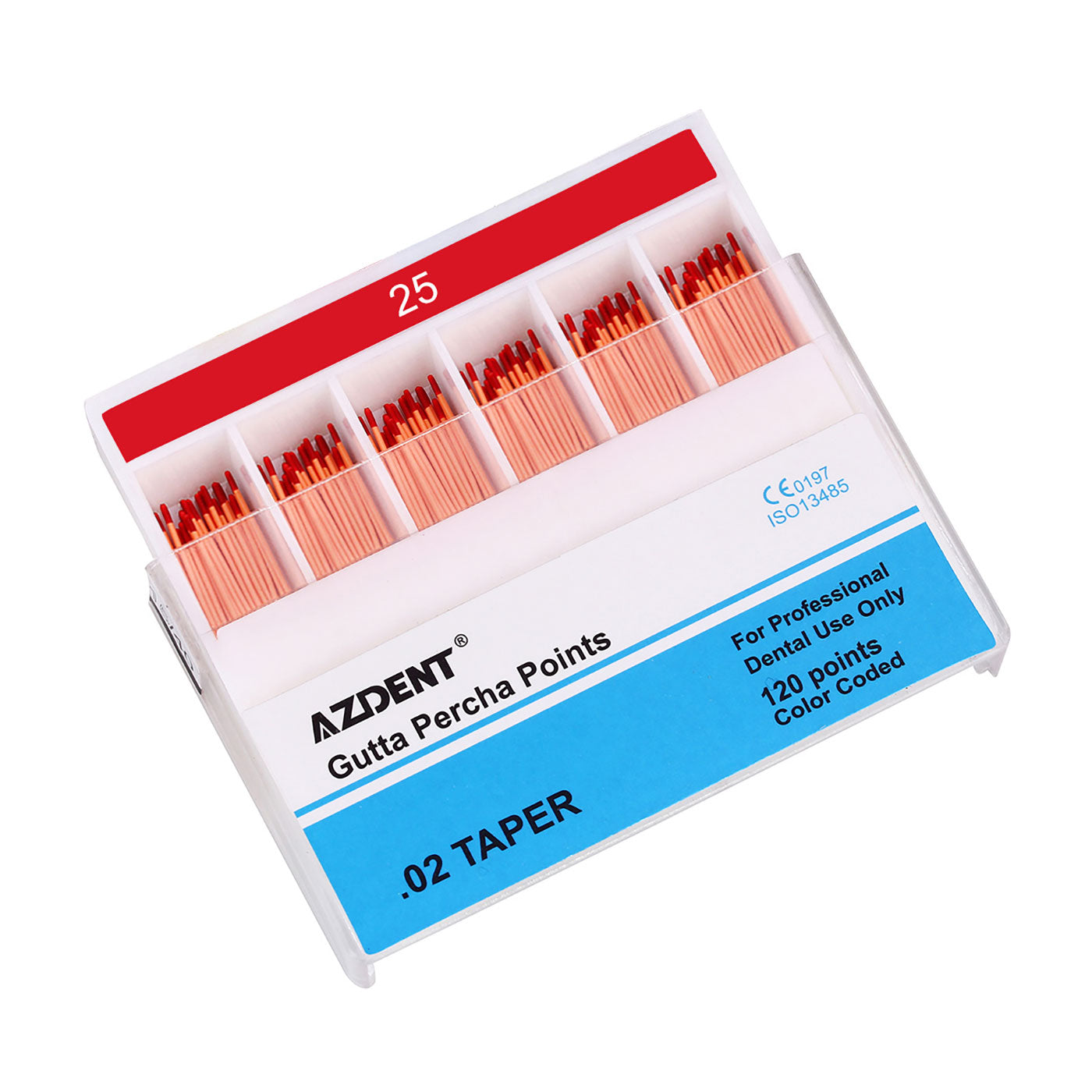 AZDENT Gutta Percha Points #15-40 Taper Size 0.02 Color Coded 7 Models 120/Box-azdentall.com