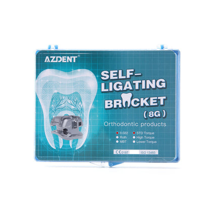 AZDENT Metal Self-Ligating Brackets 0.022 STD Torque Movable Hook Auxiliary Hole With Buccal Tube 28pcs/Box - azdentall.com