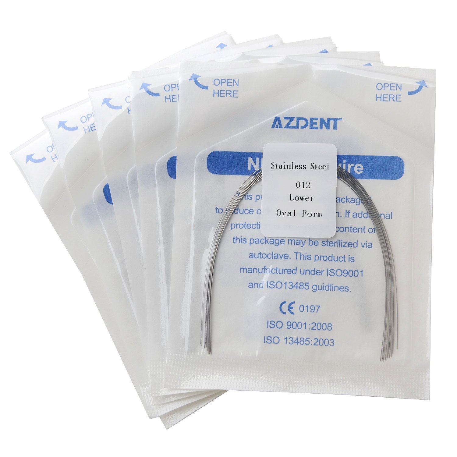 AZDENT Dental Orthodontic Archwire Stainless Steel Round Oval Full Size 10 pcs/Pack-azdentall.com