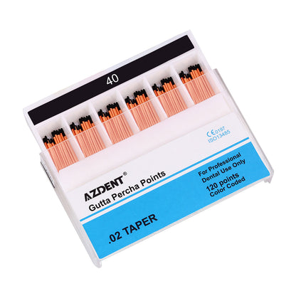 AZDENT Gutta Percha Points #15-40 Taper Size 0.02 Color Coded 7 Models 120/Box-azdentall.com