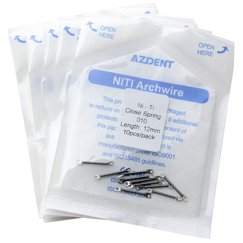 5 Packs AZDENT Dental Orthodontic Accessory Closed Coil Spring 0.010 12mm 10pcs/Bag - azdentall.com