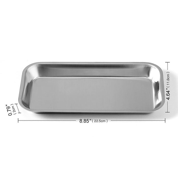 Dental Metal Trays Stainless Steel Medical Surgical Lab Instrument Tools Trays 8.85" x 4.64" x 0.79" - azdentall.com