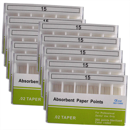 Absorbent Paper Points #15-80 Taper Size 0.02 Color Coded 8 Models 200/Box-azdentall.com