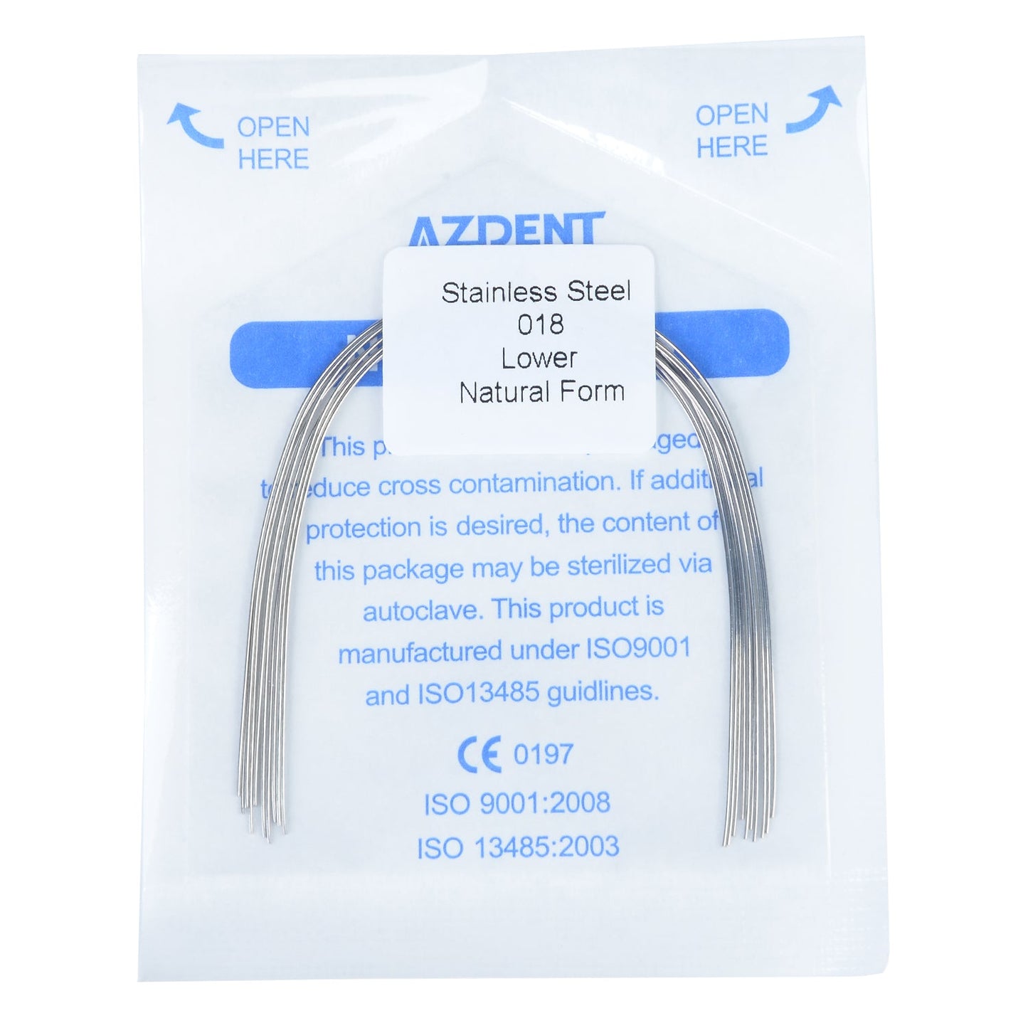 AZDENT Dental Orthodontic Archwire Stainless Steel Round Natural 18 Lower 10pcs/Pack-azdentall.com