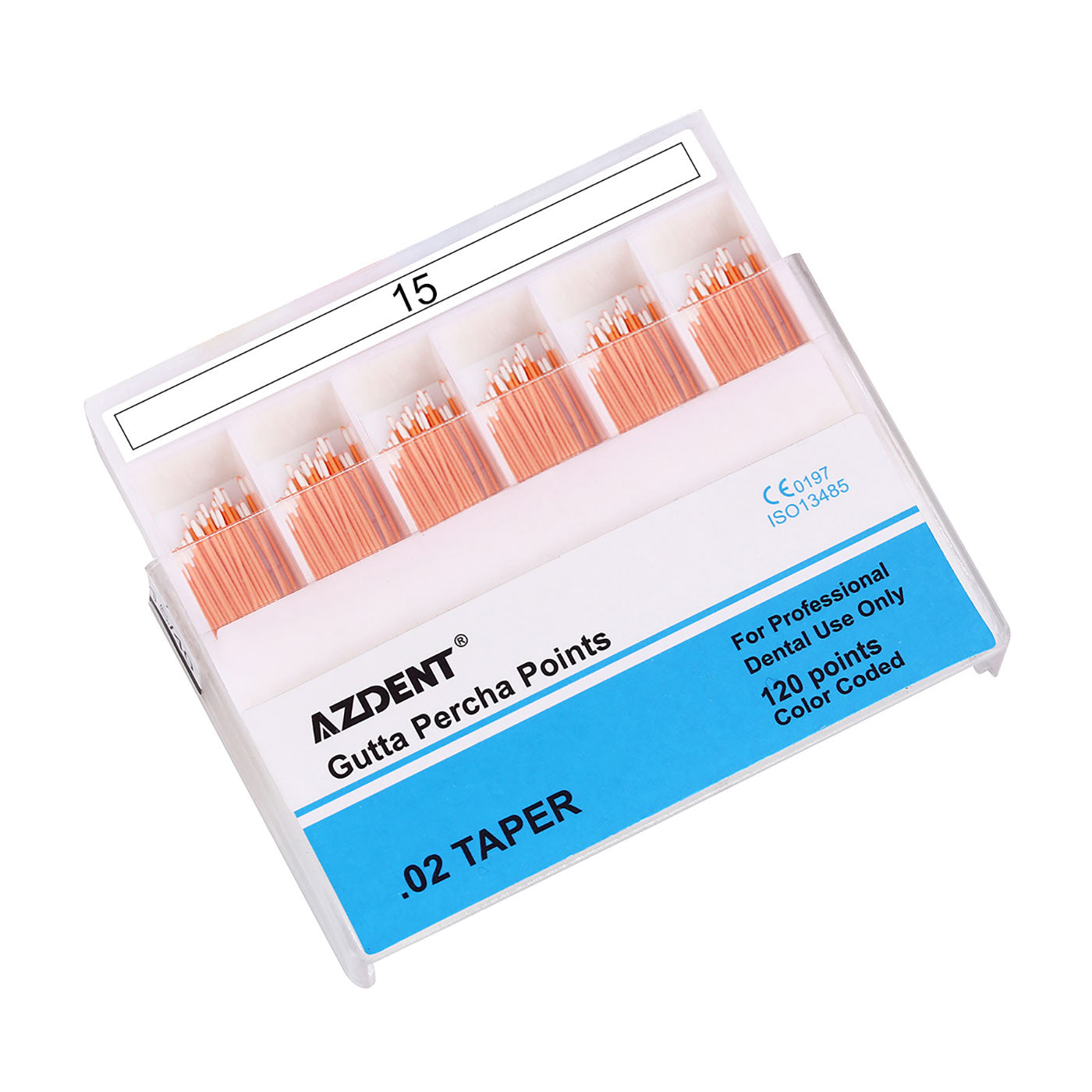 AZDENT Gutta Percha Points #15-40 Taper Size 0.02 Color Coded 7 Models 120/Box-azdentall.com