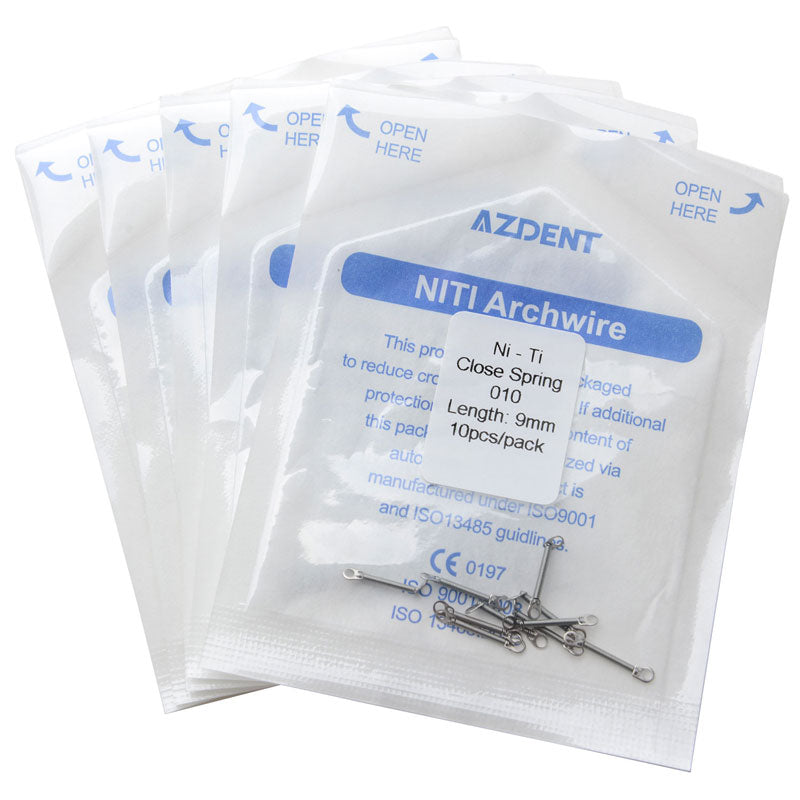 5 Packs AZDENT Dental Orthodontic Accessory Closed Coil Spring 0.010 9mm 10pcs/Bag - azdentall.com