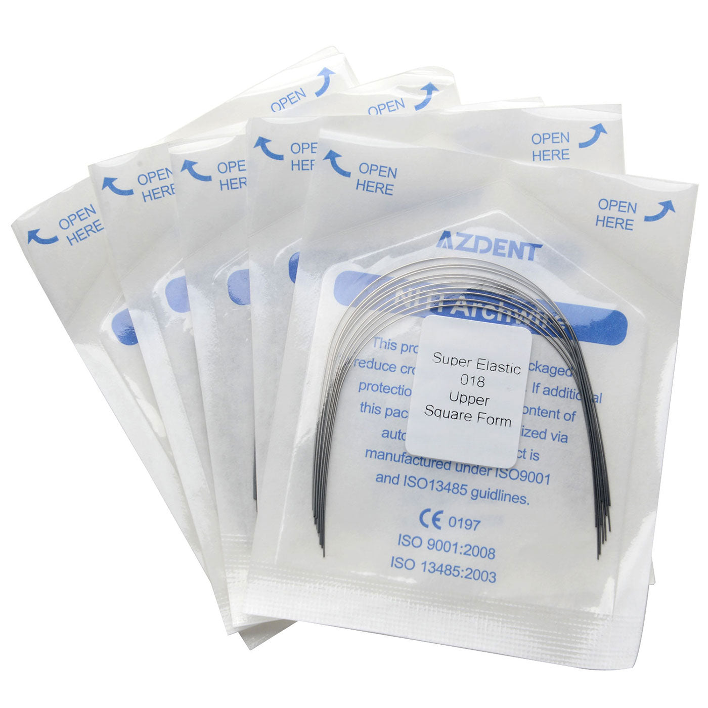 5 Bags AZDENT Dental Orthodontic Archwires NiTi Super Elastic Square Round 0.018 Upper 10pcs/Pack - azdentall.com