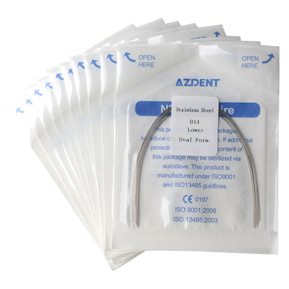 AZDENT Dental Orthodontic Archwire Stainless Steel Round Oval Full Size 10 pcs/Pack-azdentall.com