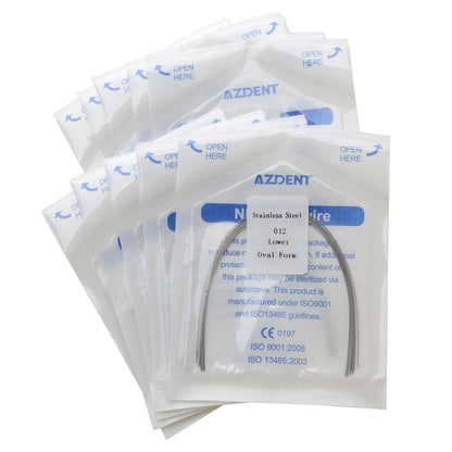 AZDENT Dental Orthodontic Archwire Stainless Steel Round Oval Full Size 10 pcs/Pack-azdentall.com