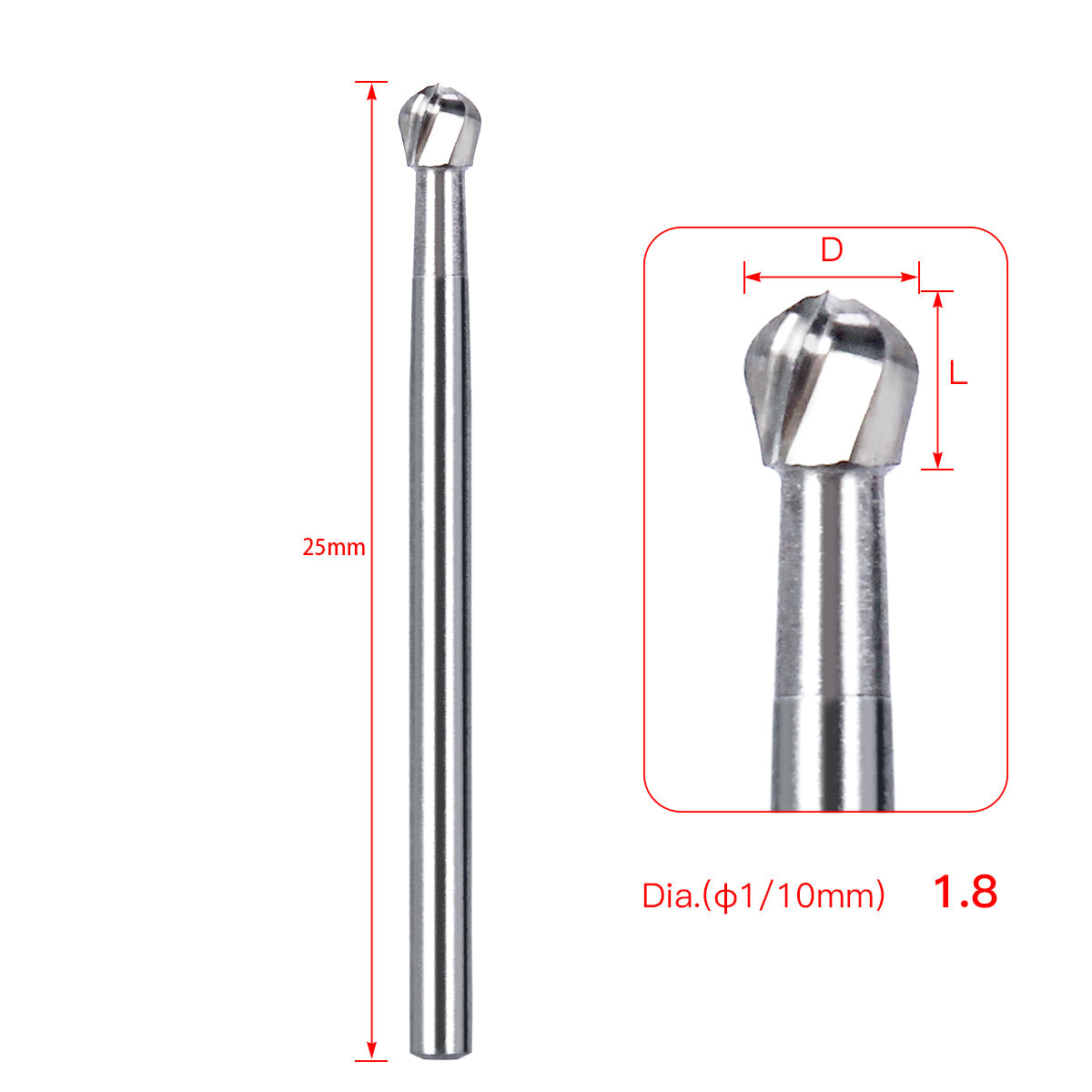 Dental FG #8 SL Surgical Length Round 25mm Carbide Burs 6pcs/Box-azdentall.com