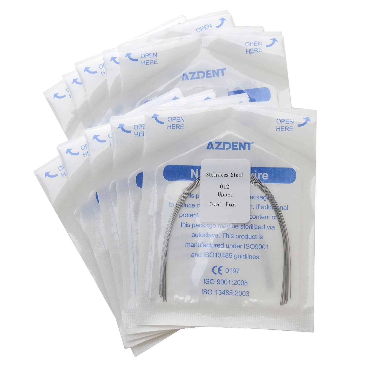 AZDENT Dental Orthodontic Archwire Stainless Steel Round Oval Full Size 10 pcs/Pack-azdentall.com