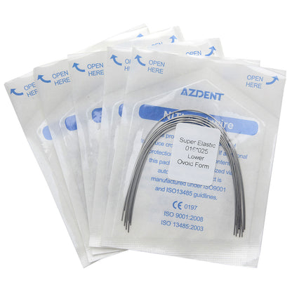 5 Bags AZDENT Dental Orthodontic Archwires Niti Super Elastic Ovoid Rectangular 0.016x0.025 Lower 10pcs/Pack - azdentall.com