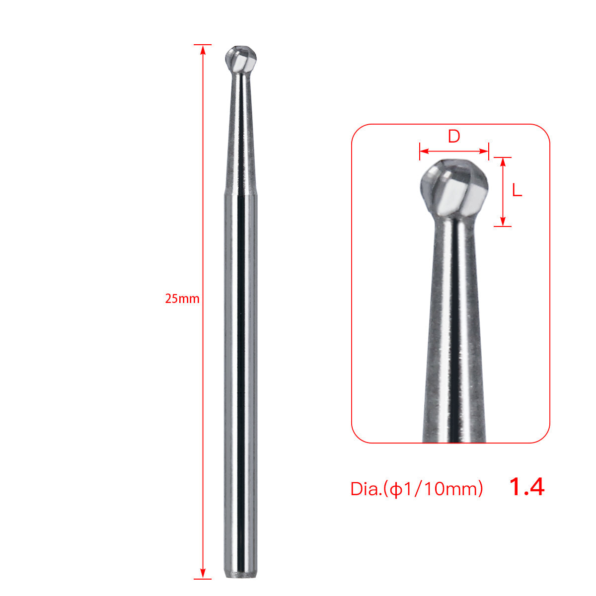 Dental FG #4 SL Surgical Length Round 25mm Carbide Burs 6pcs/Box-azdentall.com