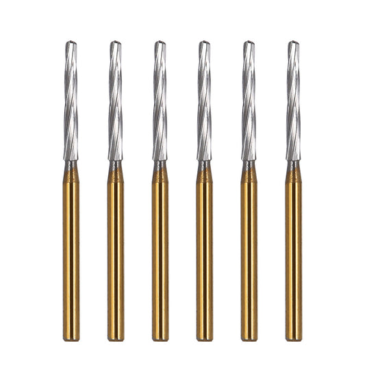 Dental FG Carbide Finishing Burs 28mm Gold 6pcs/Box - azdentall.com