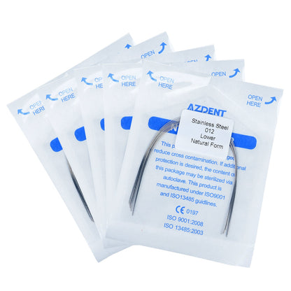 AZDENT Dental Orthodontic Archwire Stainless Steel Round Natural Full Size 10pcs/Pack-azdentall.com