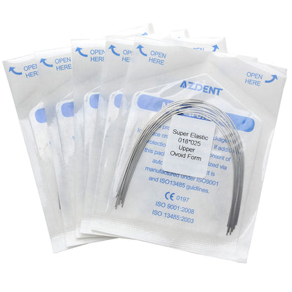 5 Bags AZDENT Dental Orthodontic Archwires Niti Super Elastic Ovoid Rectangular 0.018x0.025 Upper 10pcs/Pack - azdentall.com