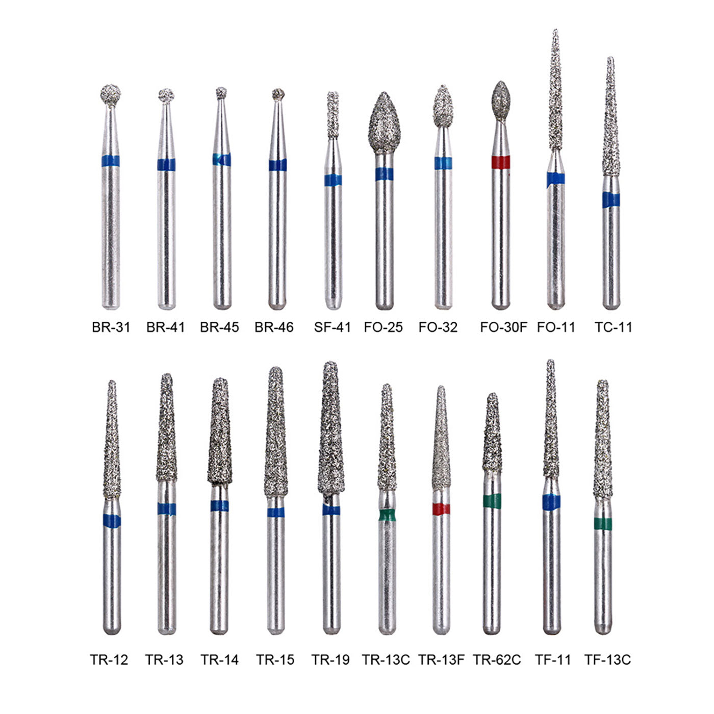 100pcs AZDENT Dental Diamond Burs FG 1.6MM 20 Model/Kit-azdentall.com