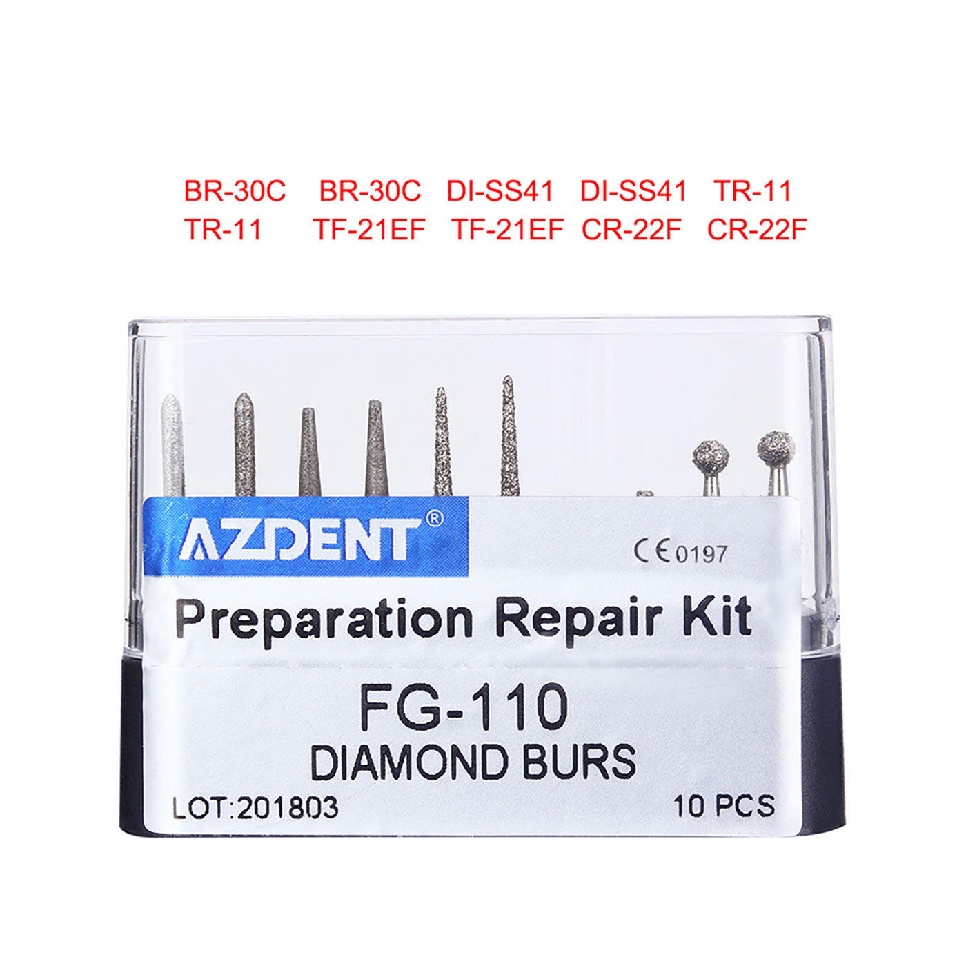 AZDENT Dental Diamond Bur FG-110 Prepartion Repair Kit 10pcs/Kit-azdentall.com