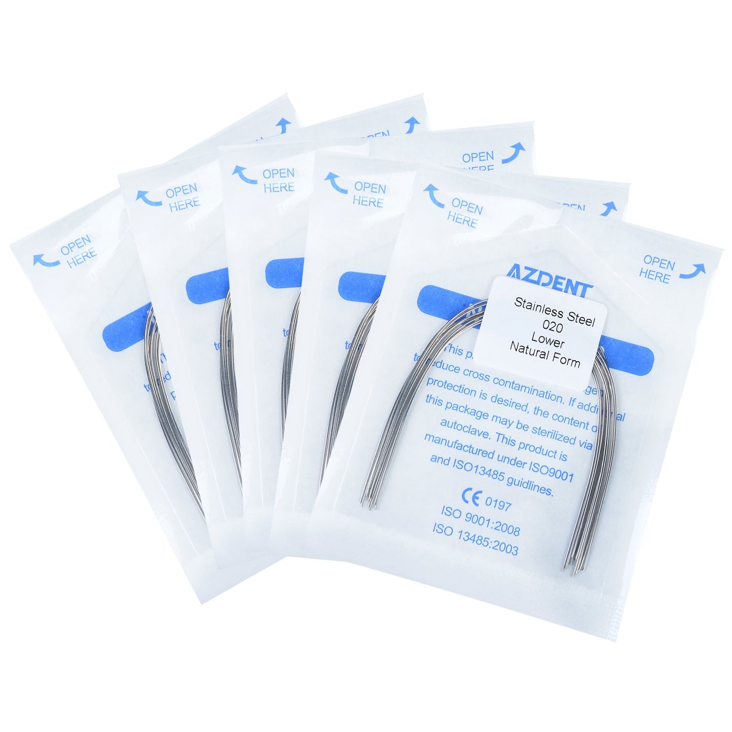 AZDENT Dental Orthodontic Archwire Stainless Steel Round Natural Full Size 10pcs/Pack-azdentall.com